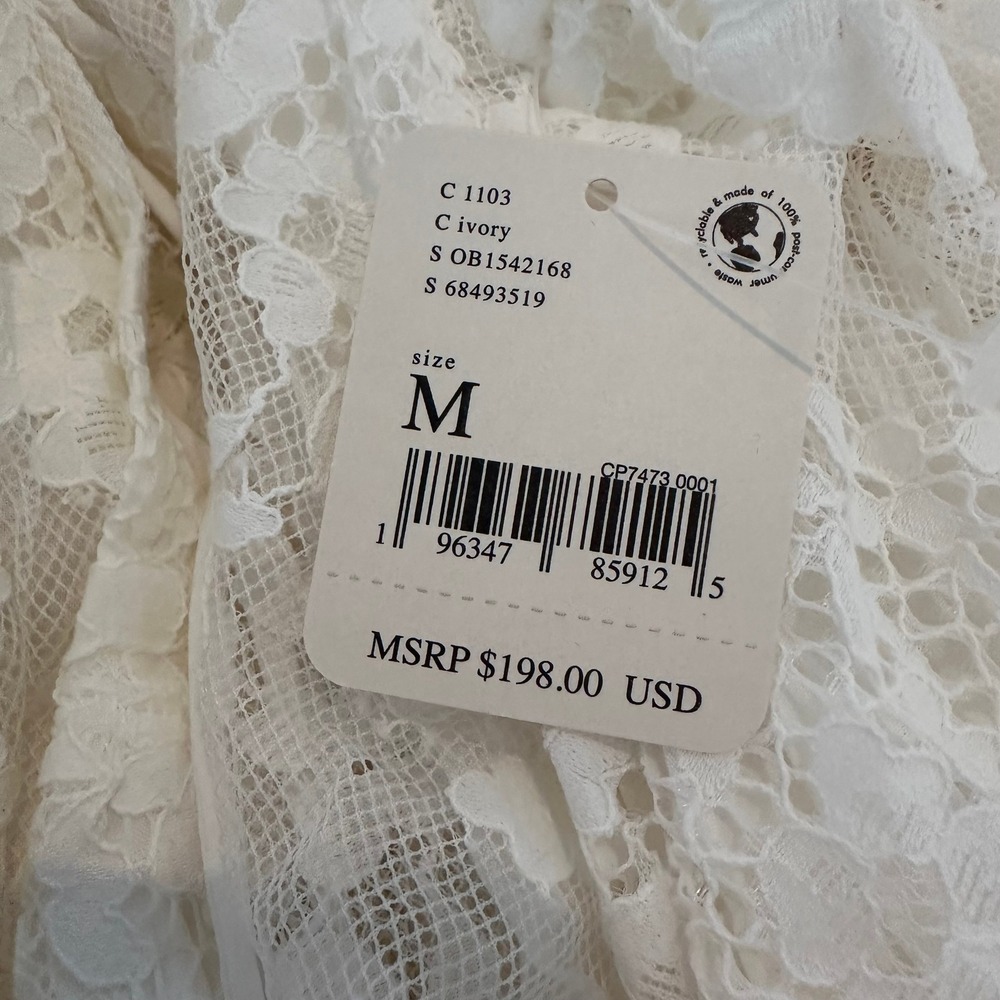 Free People Aurelia Lace Mini Dress in Ivory Size Medium - Picture 9 of 12